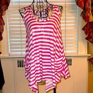 Splendid striped tank w uneven hem XS
